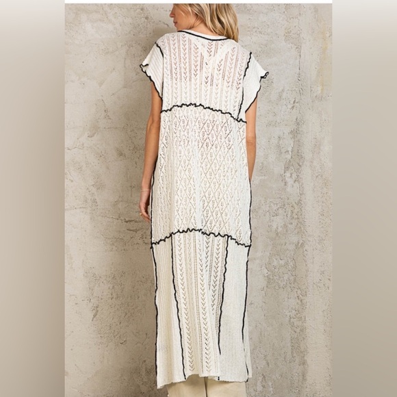 POL Ivory w/ Black Long Cardigan Boutique - Picture 7 of 9